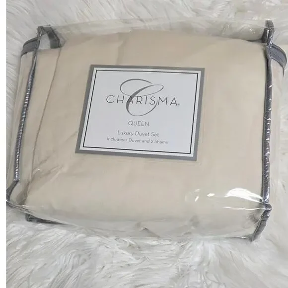 Charisma 400TC Percale Bedding Collection Full/Queen Duvet Cover Set